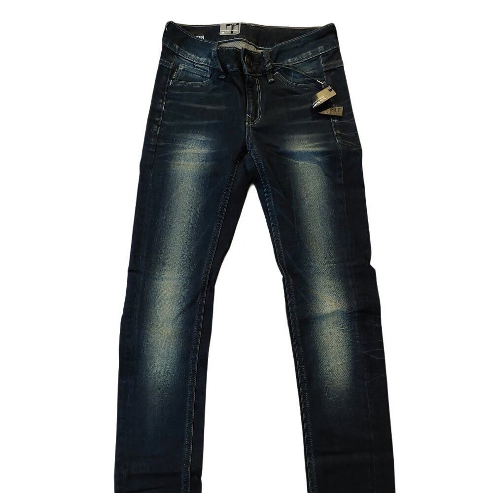 Retro Vintage G-Star Raw DEXTER Super Skinny Dark Aged Blue Denim Jeans Sz 24 NW